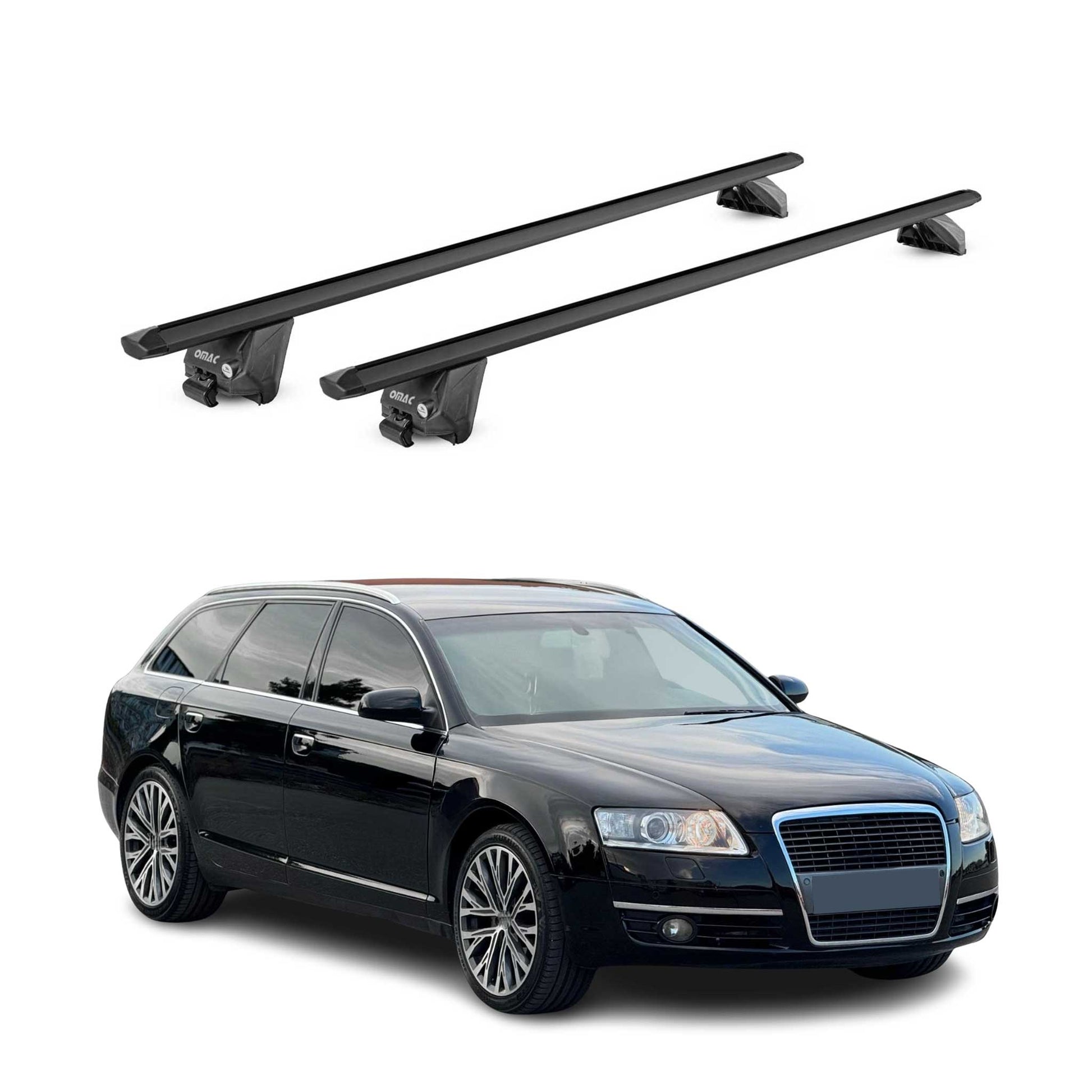 Dachträger Grundtäger für Audi A6 C6 Avant 2005-2011 100kg Alu Schwarz 2 tlg ABE OMAC DE