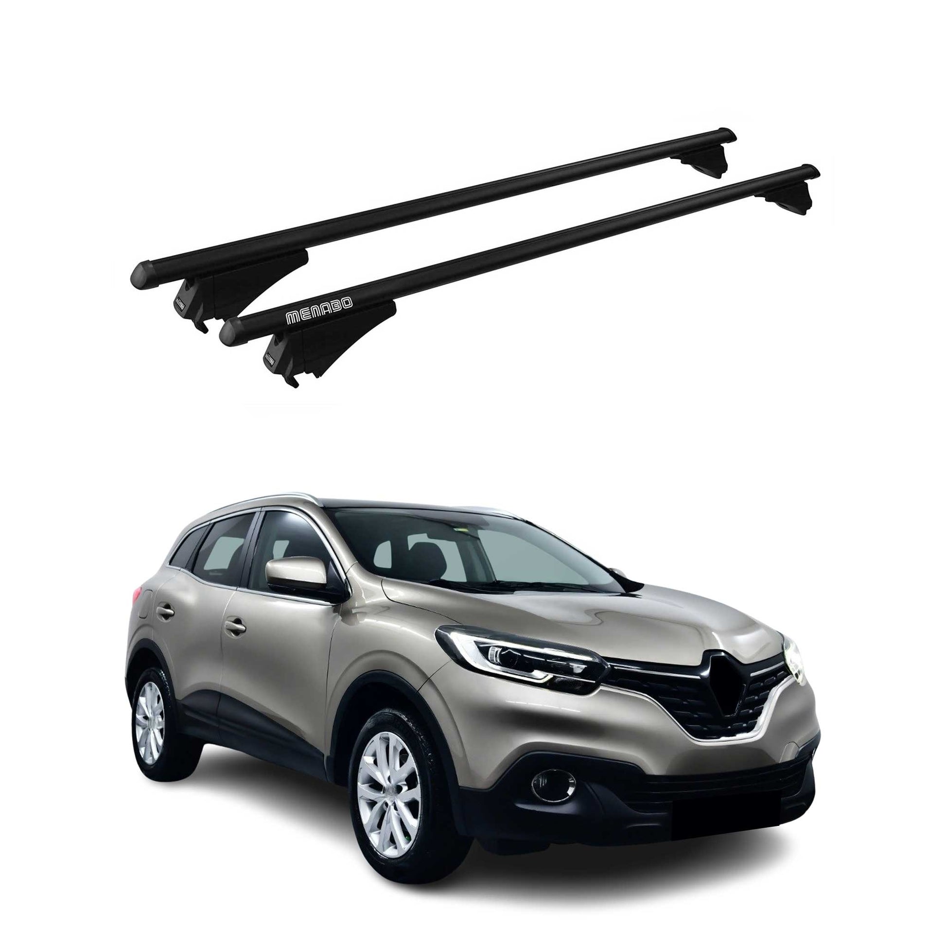 Menabo Dachträger Grundtäger für Renault Kadjar 2015-2022 75kg Alu Schwarz 2 tlg OMAC DE