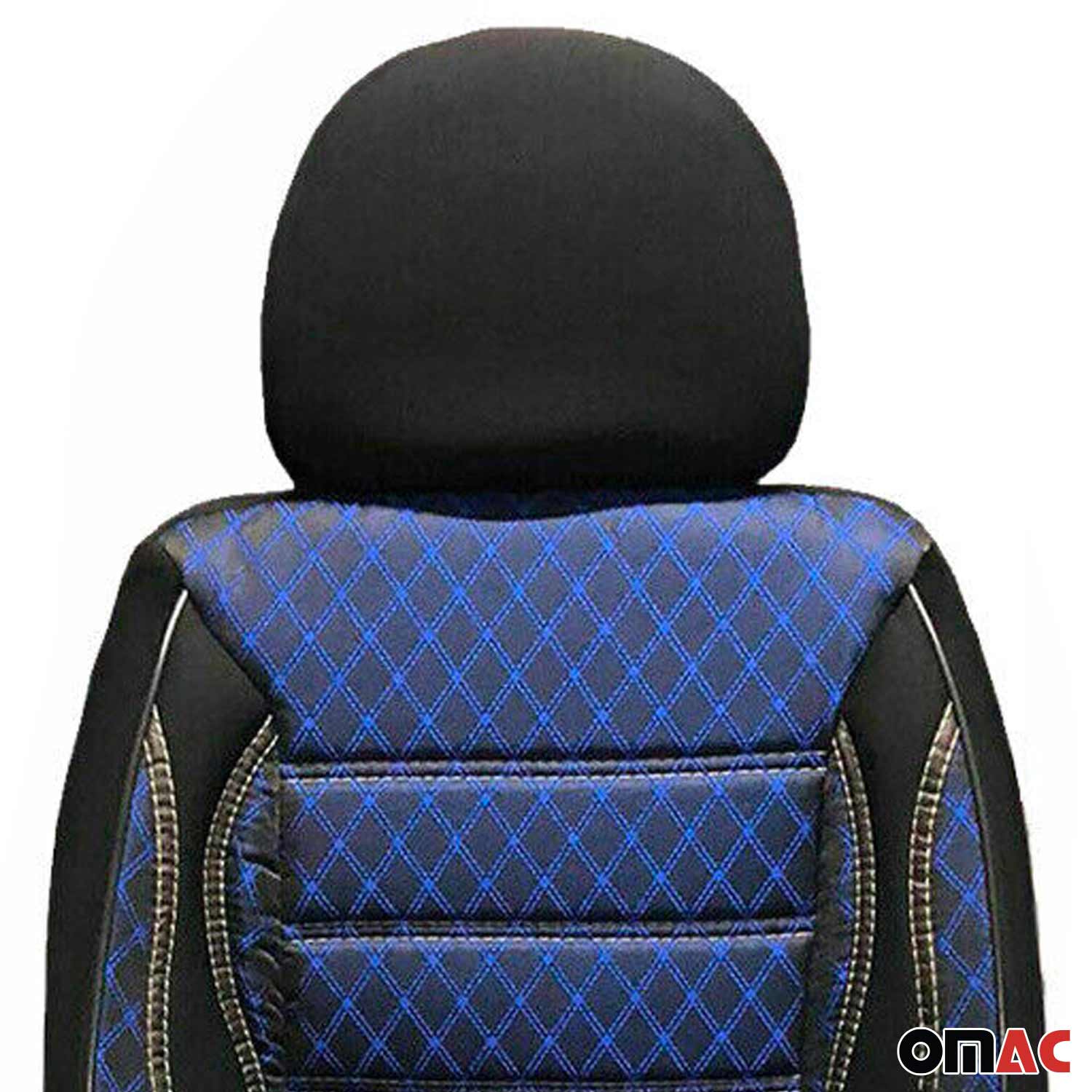 Sitzbezüge Schonbezüge für VW Transporter T6 2015-2025 Schwarz Blau 2 Sitz Vorne OMAC DE