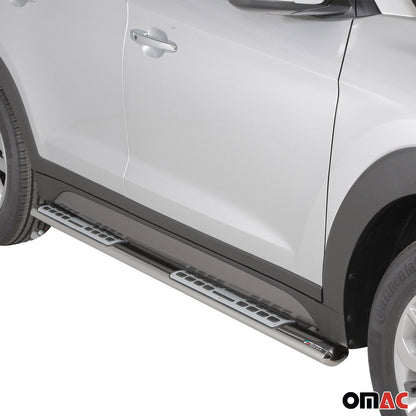 Edelstahl Seitenschweller Schwellerrohre für Hyundai Tucson 2015-2018 Silber OMAC DE