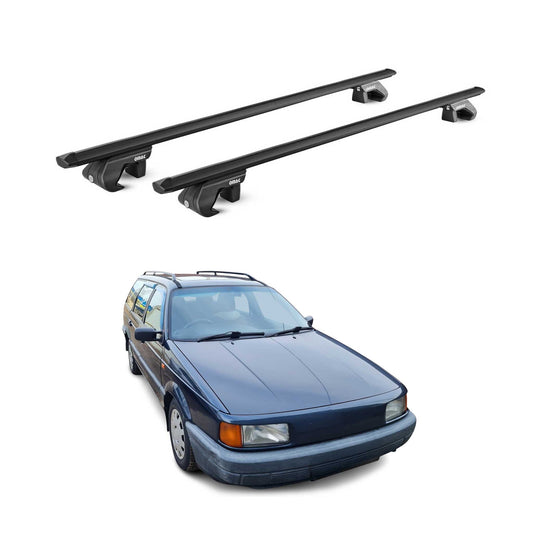 Dachträger Grundtäger für VW Passat Kombi 1981-2014 90kg Alu Schwarz 2 tlg ABE OMAC DE