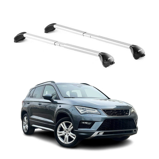 Dachträger Grundtäger für Seat Ateca 2016-2025 5 tür 100kg Alu Silber 2 tlg ABE OMAC DE