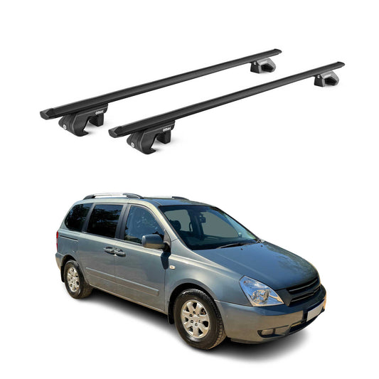 Dachträger Grundtäger für Kia Carnival 2005-2014 5 tür 90kg Alu Schwarz 2x ABE OMAC DE
