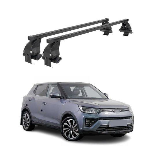 Menabo Dachträger Grundträger für Ssangyong Tivoli 2015-2023 Stahl Schwarz 2tlg OMAC DE