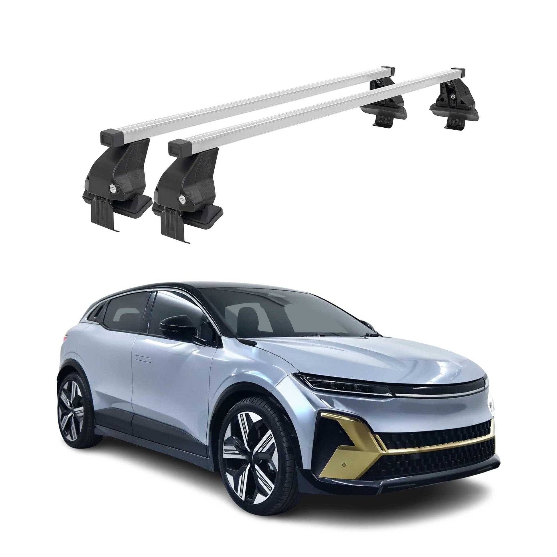 Menabo Dachträger Grundträger für Renault Megane E-Tech 2021-25 Stahl Grau 2tlg OMAC DE
