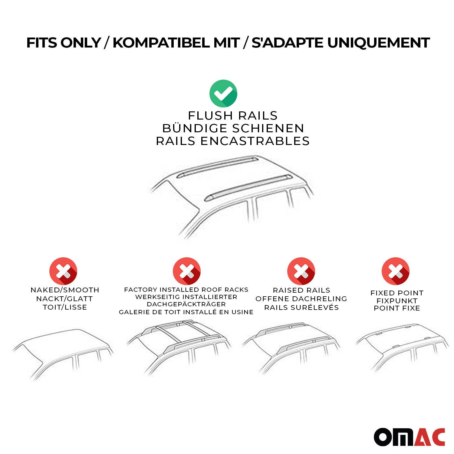 Alu Dachträger Gepäckträger Universal Bündige Schienen Schwarz ABE 120 cm OMAC DE