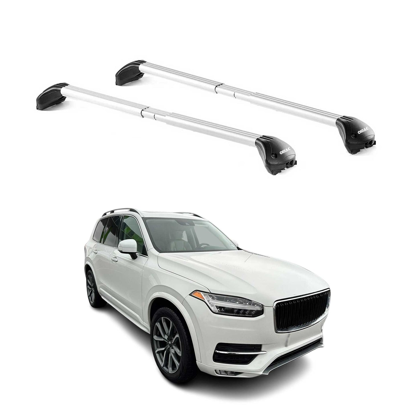 Dachträger Grundtäger für Volvo XC90 2015-2025 5 tür 100kg Alu Silber 2 tlg ABE OMAC DE