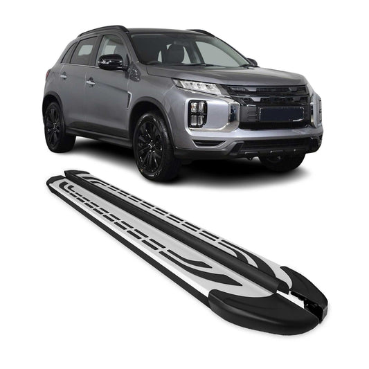 Trittbretter Seitenschweller für Mitsubishi ASX 2023-2025 Silber Schwarz 2 tlg