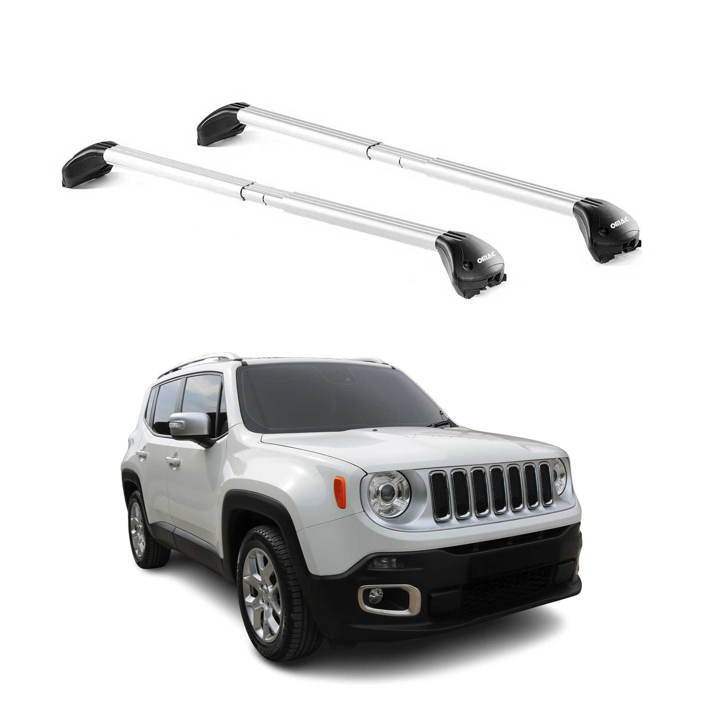 Dachträger Grundtäger für Jeep Renegade 2014-2025 100kg Alu Silber 2 tlg ABE OMAC DE