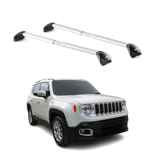 Dachträger Grundtäger für Jeep Renegade 2014-2025 100kg Alu Silber 2 tlg ABE OMAC DE