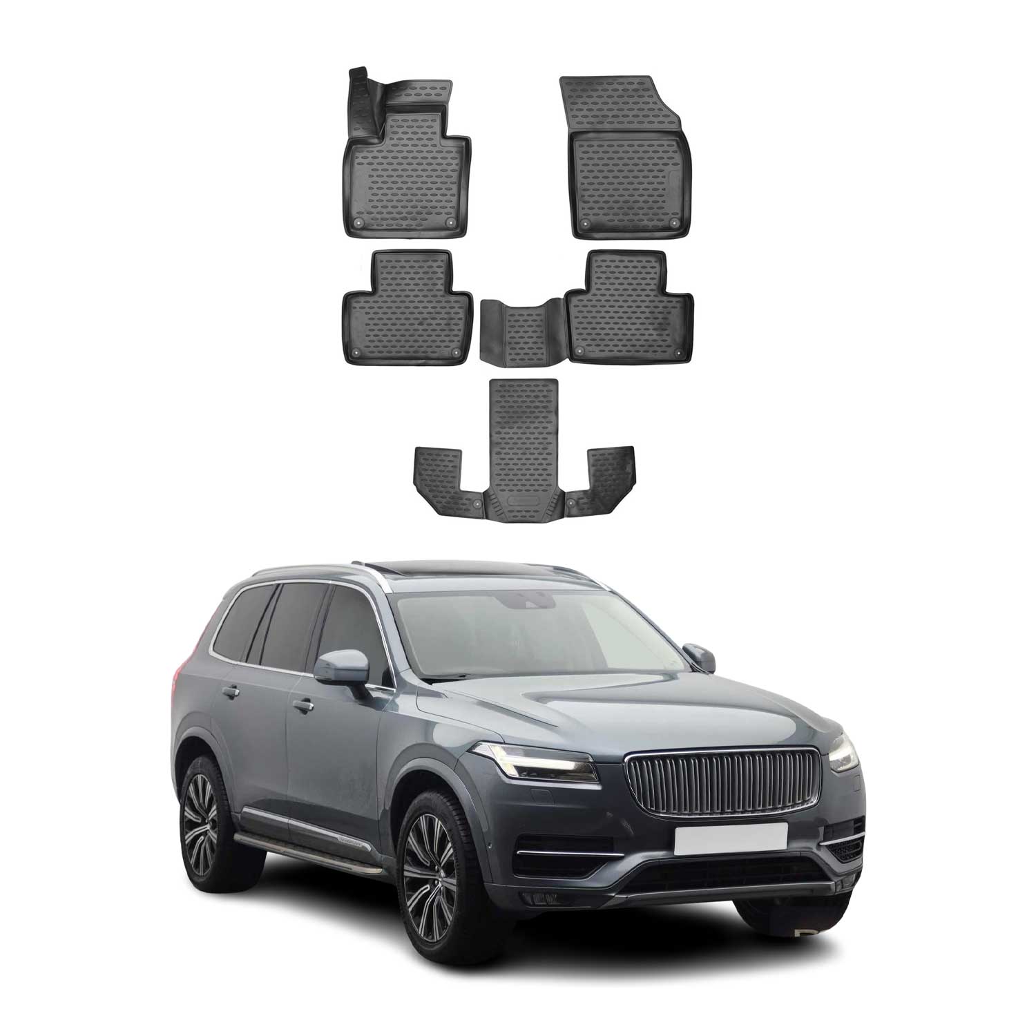 OMAC Fußmatten Gummimatten für Volvo XC90 2019-2025 Automatten Schwarz 4x OMAC DE