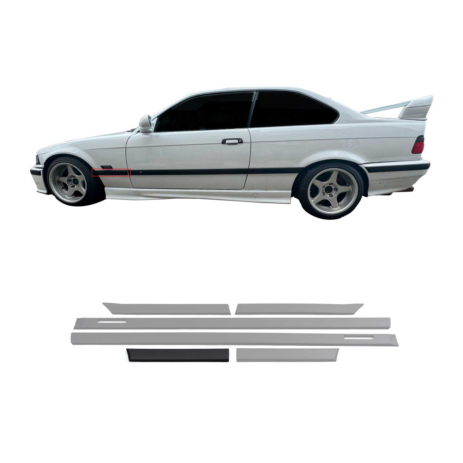 JOM Seitenleisten Türleisten für BMW 3er E36 Coupe Cabrio schwarz 6tlg OMAC DE