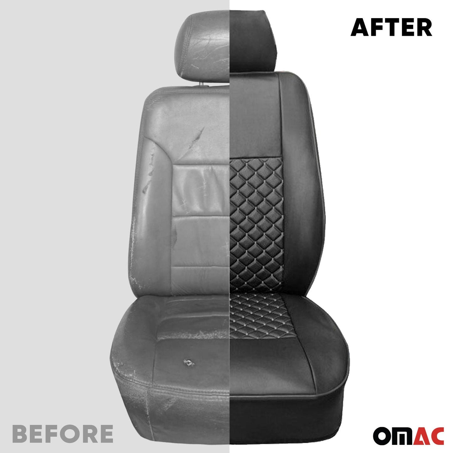 Sitzbezüge Schonbezüge für Mercedes Sprinter W906 2006-2018 Leder Schwarz 2+1 OMAC DE