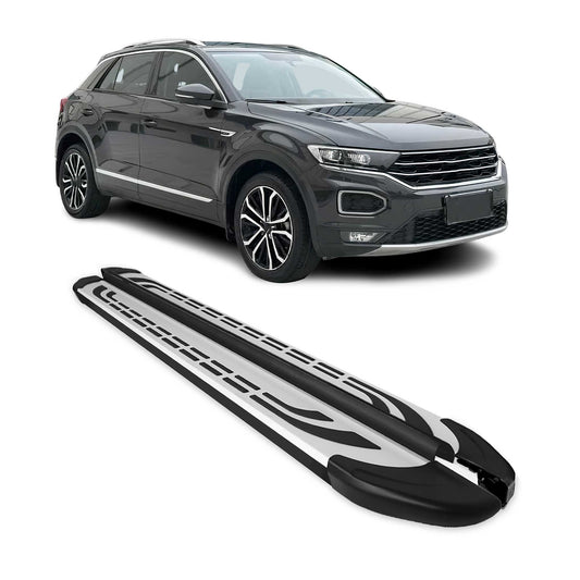 Trittbretter Seitenschweller für VW T-Roc 2017-2025 Silber Schwarz Alu 2 tlg - autoseifert.com