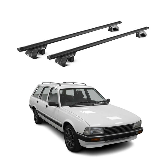 Dachträger Grundtäger für Peugeot 505 Kombi 1982-1992 90kg Alu Schwarz 2 tlg ABE OMAC DE