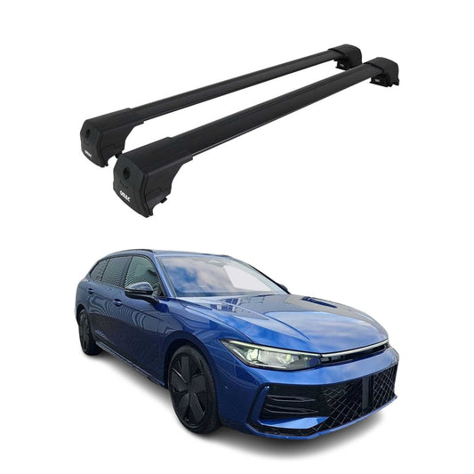 Dachträger Grundtäger für VW Passat B9 Kombi 2023-2025 75kg Schwarz Alu 2tlg OMAC DE