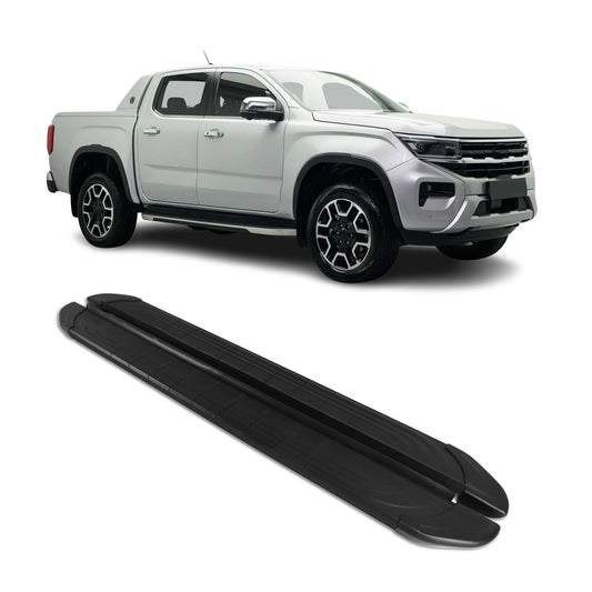 Seitenschweller Trittbretter für VW Amarok DoubleCab 2022-2024 Schwarz Alu 2 tlg OMAC DE