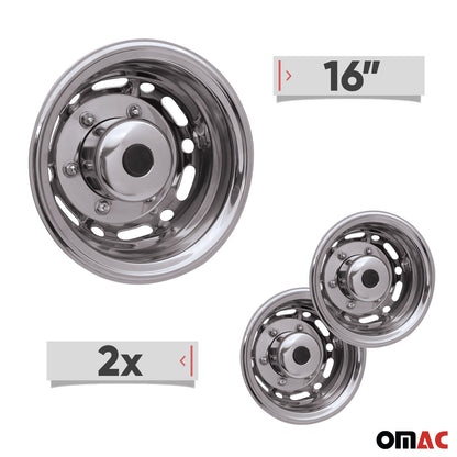 Radzierblenden Radkappen Chrom 16" Zoll Radblenden Hinten Edelstahl 2 tlg OMAC DE