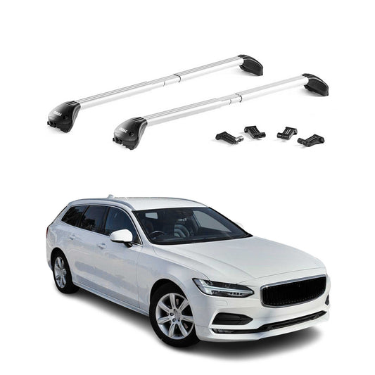 Dachträger Grundtäger für Volvo V90 2016-2025 100kg Aluminium Silber 2x ABE OMAC DE