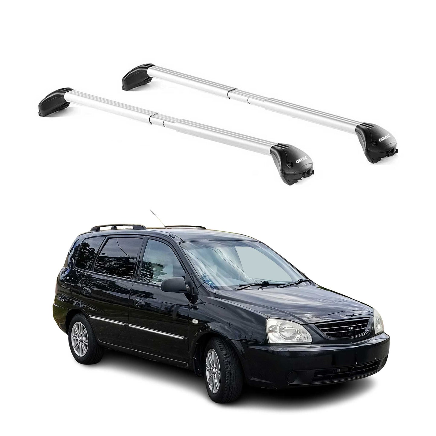 Dachträger Grundtäger für Kia Carens 2002-2006 100kg Aluminium Silber 2 tlg ABE OMAC DE