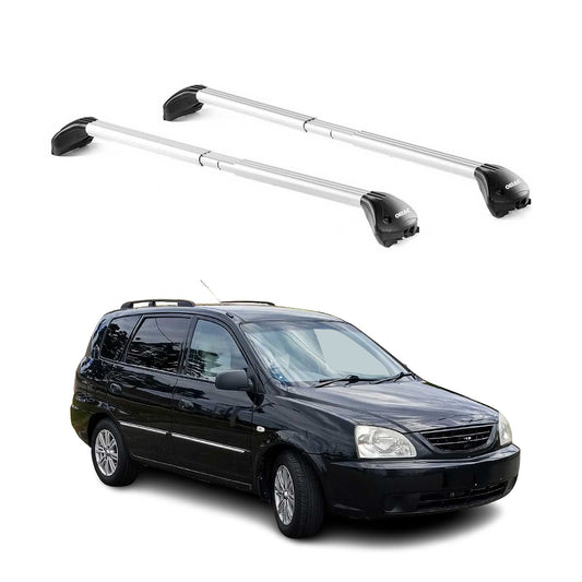 Dachträger Grundtäger für Kia Carens 2002-2006 100kg Aluminium Silber 2 tlg ABE OMAC DE