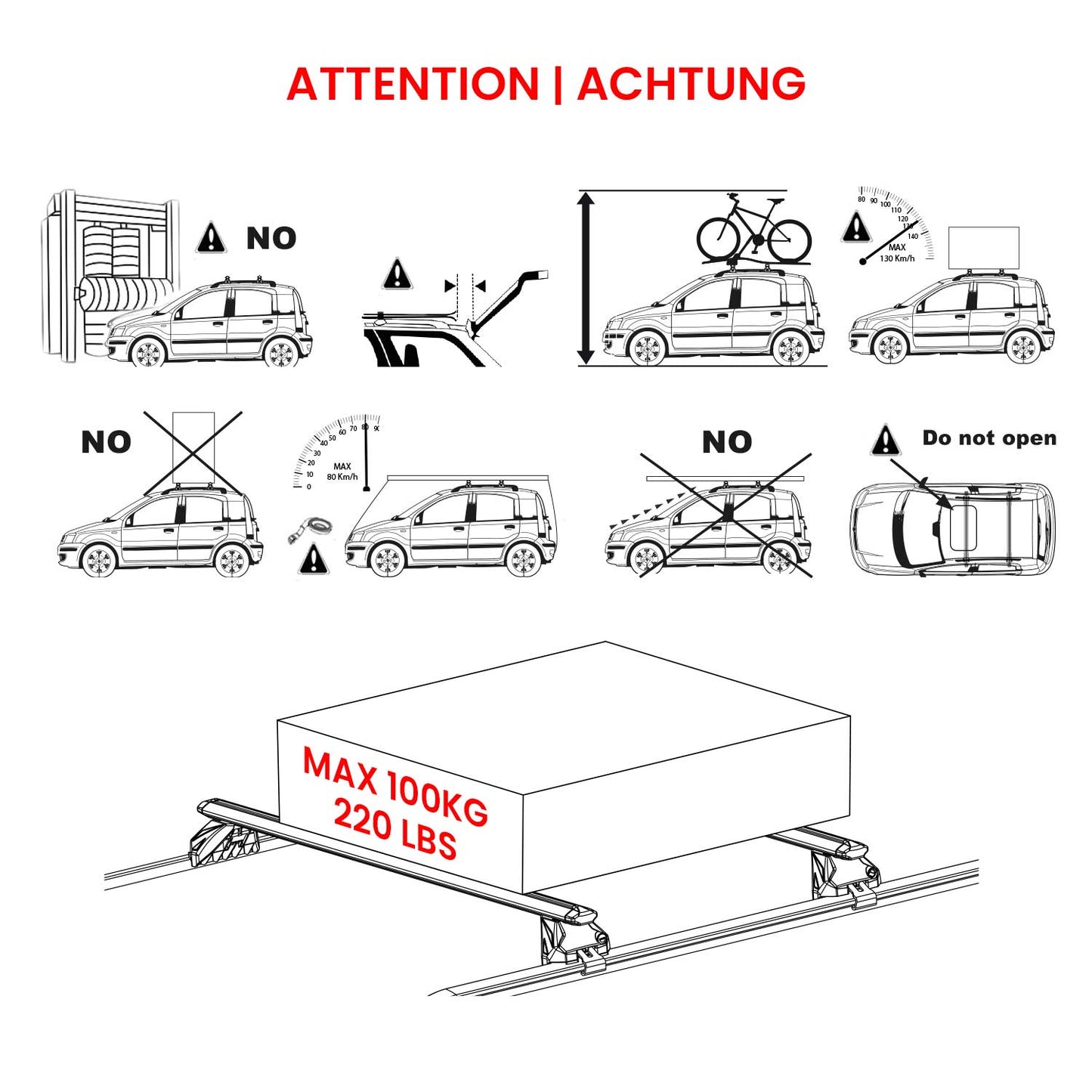 Dachträger Grundtäger für Opel Astra H J Kombi 2004-2015 100kg Alu Schwarz ABE