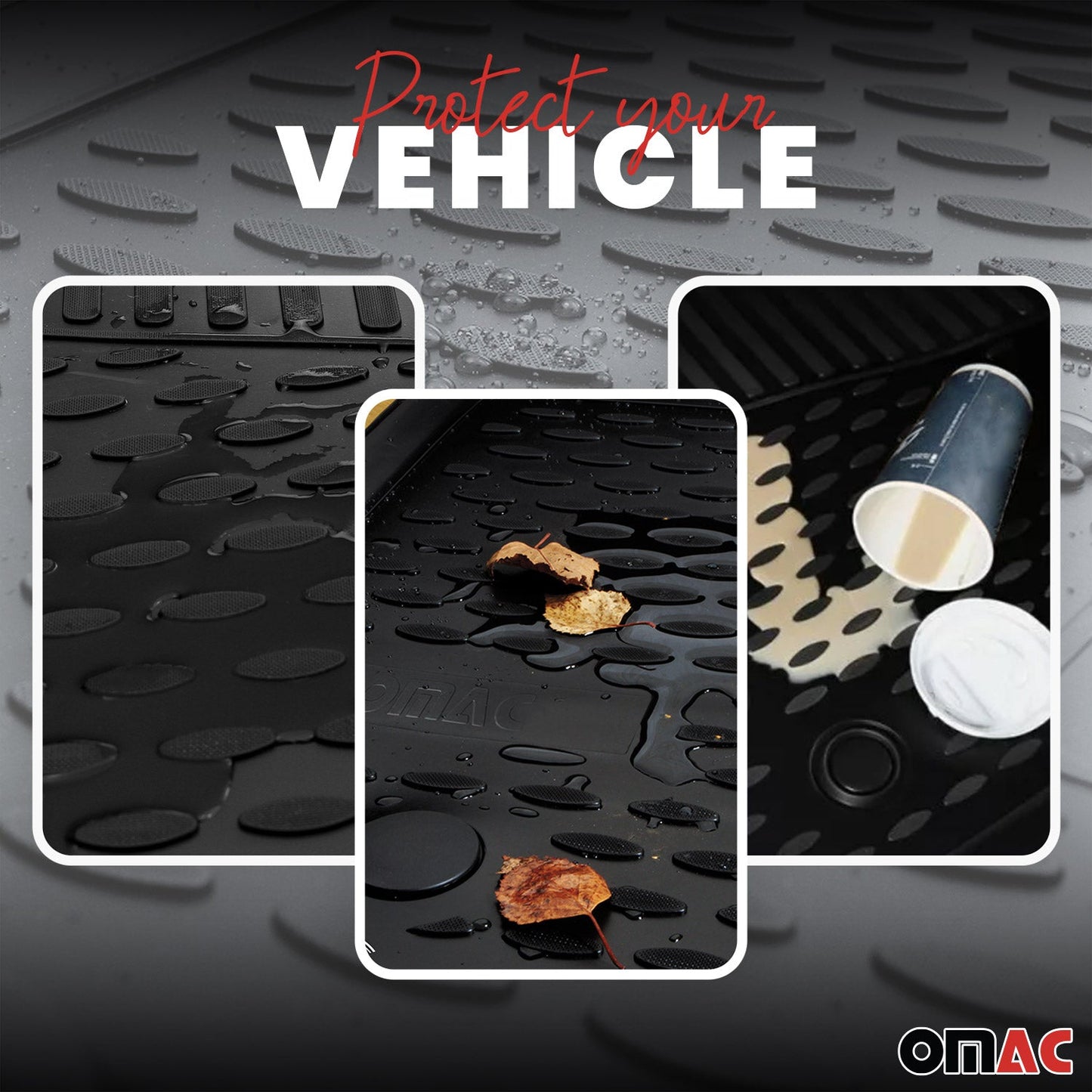 OMAC Gummimatten Fußmatten für BMW 7er G11 G12 2015-2022 Automatten Schwarz 4x OMAC DE