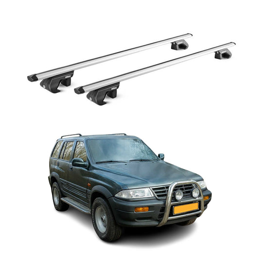 Dachträger Grundtäger für Ssangyong Musso 1993-2005 5 tür 90kg Alu Silber 2x ABE OMAC DE