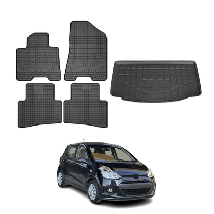 Fußmatten & Kofferraumwanne Set für Hyundai i10 Schrägheck 2013-2025 Gummi 5x OMAC DE