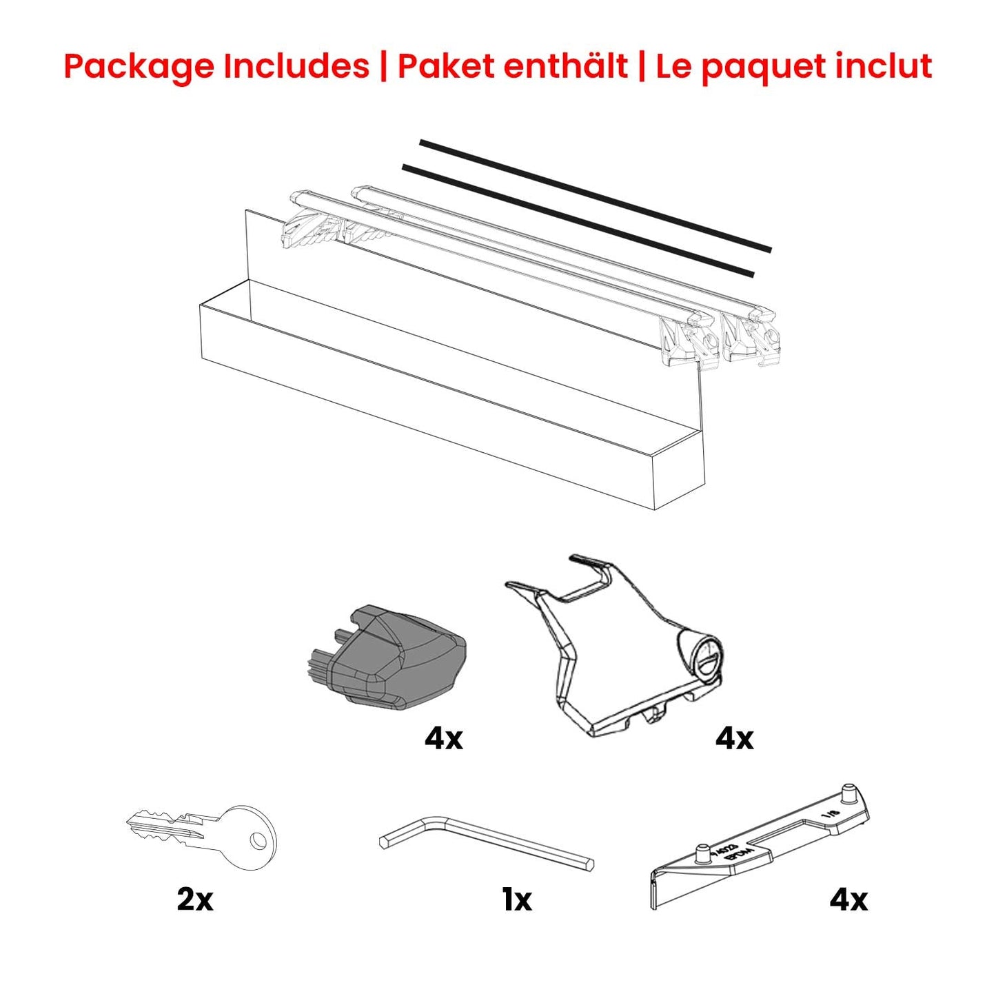 Dachträger Grundtäger für Ford Edge 2016-2021 100kg Aluminium Silber 2tlg ABE