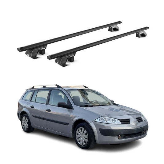 Dachträger für Renault Megane II III Kombi 2002-2016 90kg Alu Schwarz 2x ABE OMAC DE
