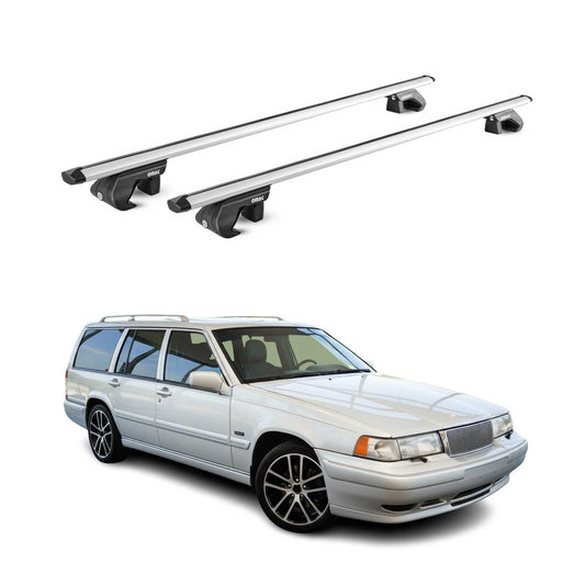 Dachträger Grundtäger für Volvo 940 1990-1998 5 tür 90kg Alu Silber 2tlg ABE OMAC DE