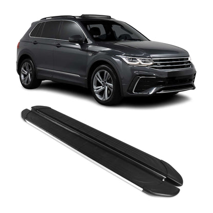 Trittbretter Seitenbretter für VW Tiguan Allspace 2016-24 Alu Schwarz-Silber OMAC DE