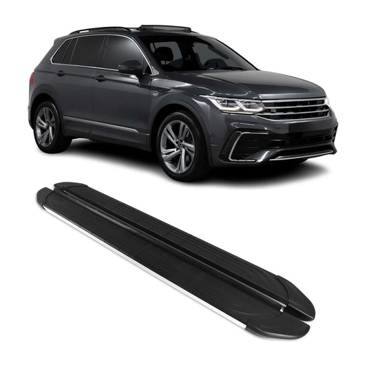 Trittbretter Seitenbretter für VW Tiguan Allspace 2016-24 Alu Schwarz-Silber
