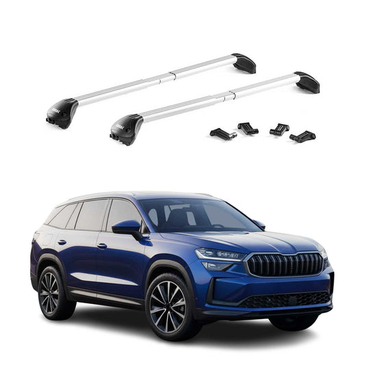 Dachträger Grundtäger für Skoda Kodiaq 2016-2024 100kg Aluminium Silber 2x ABE OMAC DE