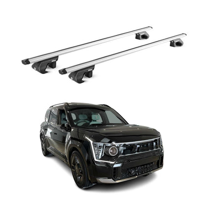 Dachträger Grundtäger für Kia EV9 2023-2025 90kg Aluminium Silber 2 tlg ABE OMAC DE