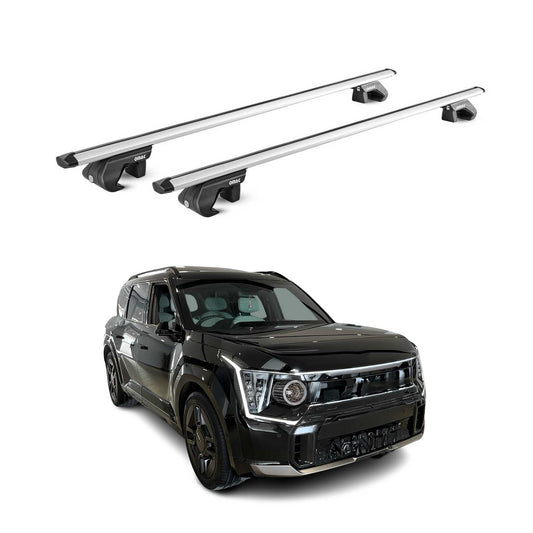 Dachträger Grundtäger für Kia EV9 2023-2025 90kg Aluminium Silber 2 tlg ABE OMAC DE