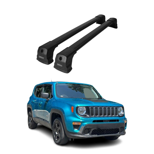 Dachträger Grundtäger für Jeep Renegade 2014-2025 75kg Aluminium Schwarz 2tlg OMAC DE