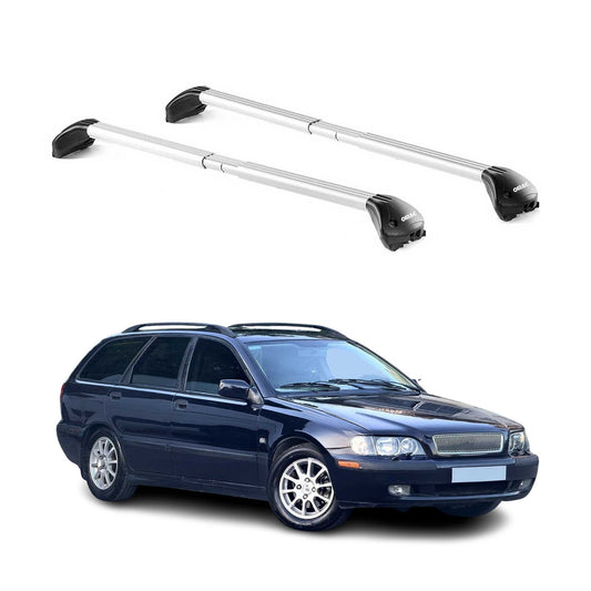 Dachträger Grundtäger für Volvo V40 1995-2004 5 tür 100kg Alu Silber 2 tlg ABE OMAC DE
