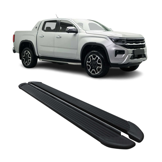Trittbretter Seitenschweller für VW Amarok DoubleCab 2022-2024 Alu Schwarz 2 tlg