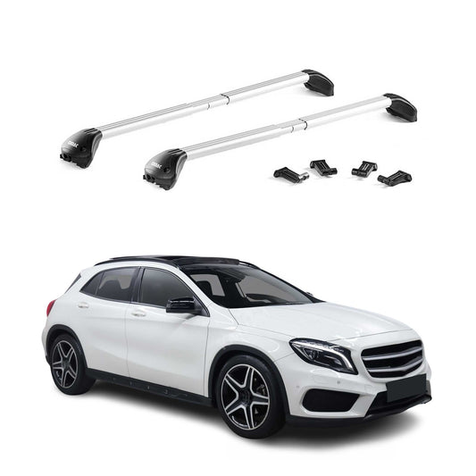 Dachträger Grundtäger für Mercedes GLA X156 2014-2020 100kg Alu Silber 2 tlg ABE OMAC DE