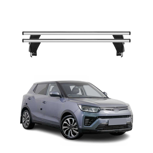 Menabo Dachträger Grundträger für Ssangyong Tivoli 2015-2023 Alu Grau 2tlg OMAC DE