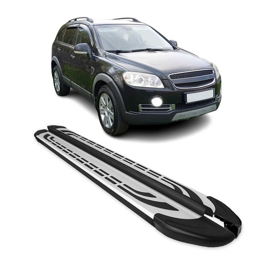 Trittbretter Seitenbretter für Chevrolet Captiva 2006-2019 Alu Schwarz-Silber OMAC DE