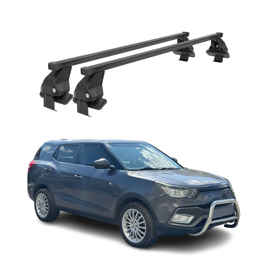 Menabo Dachträger Grundträger für Ssangyong XLV 2016-2023 Stahl Schwarz 2tlg OMAC DE