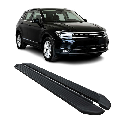 Trittbretter Schweller Seitenbretter für VW Tiguan 2016-2024 2X Alu Schwarz OMAC DE