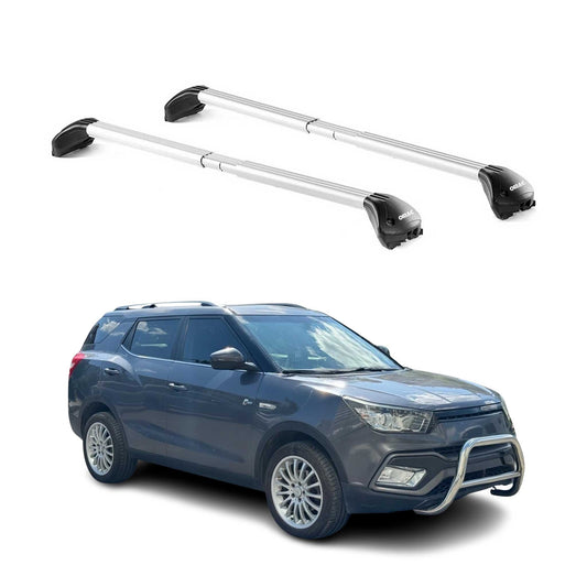 Dachträger Grundtäger für SsangYong XLV 2016-2019 5 tür 100kg Alu Silber 2x ABE OMAC DE