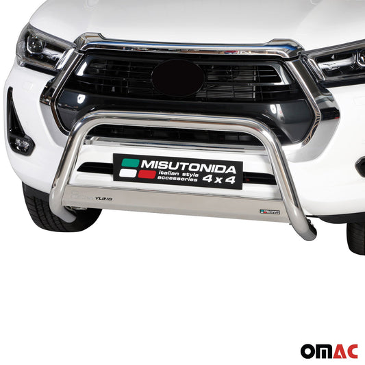 Frontbügel Frontschutzbügel für Toyota Hilux 2021-2025 Silber Schutz ø63mm Stahl OMAC DE