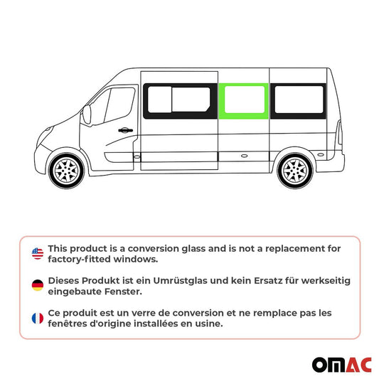 Seitenfenster Sicherheitsglas für Opel Movano 2014-2021 Links L1 Schwarz OMAC DE