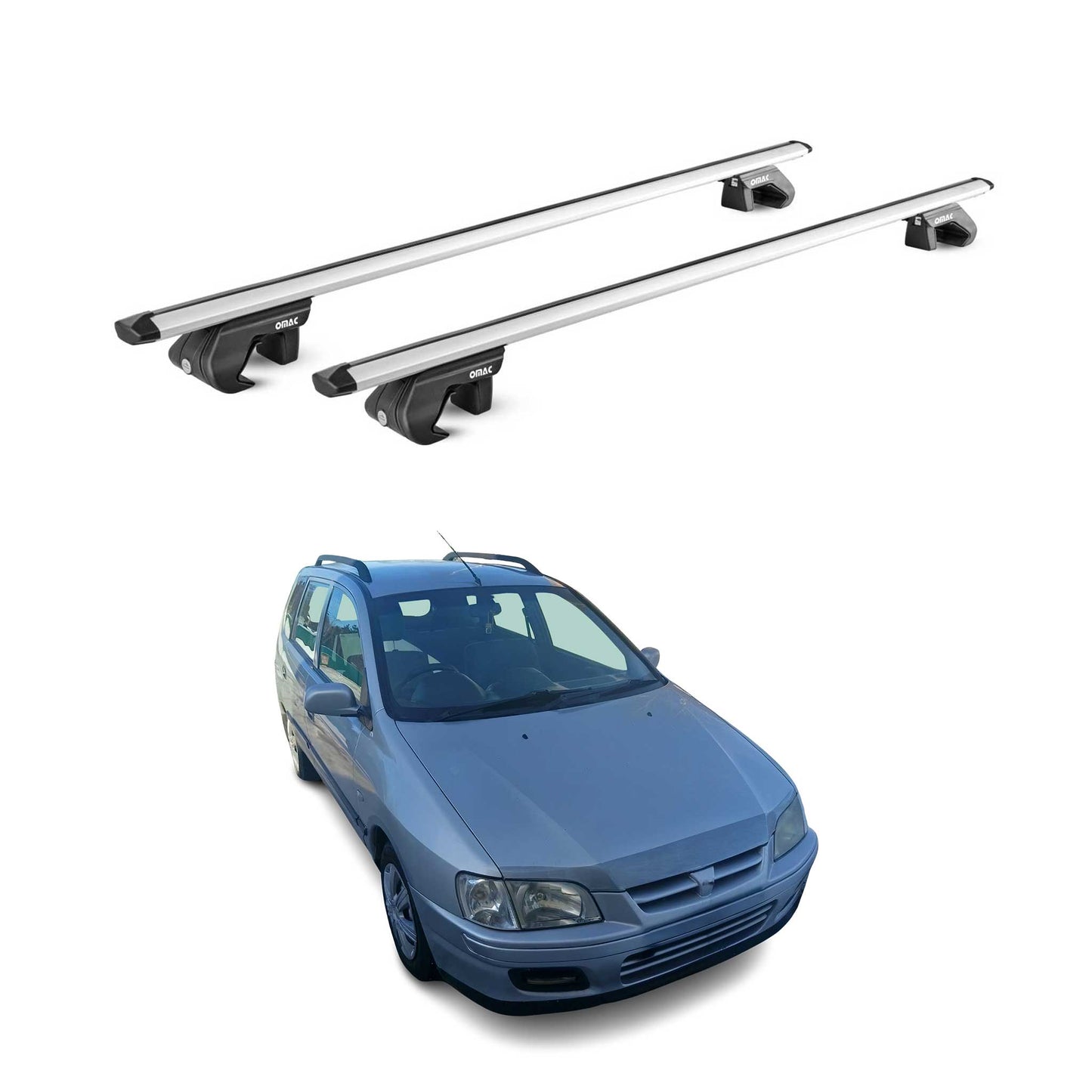 Dachträger für Mitsubishi Space Star mk1 1999-2002 Pre-FL 90kg Alu Silber 2x ABE OMAC DE