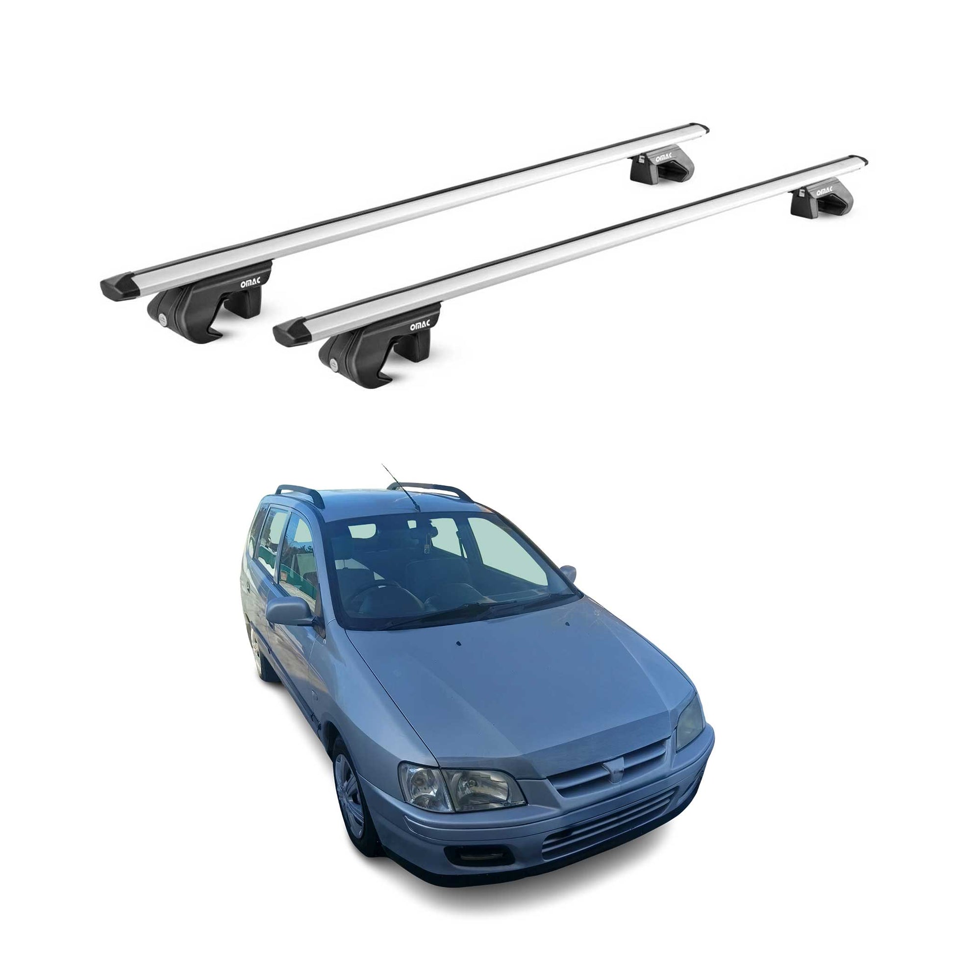 Dachträger für Mitsubishi Space Star mk1 1999-2002 Pre-FL 90kg Alu Silber 2x ABE OMAC DE